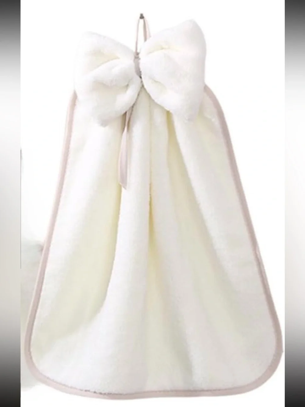 Plush Ivory Bow Hand Towel